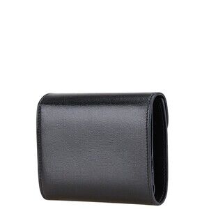 Celine shiny tri Triomphe wallet black calfskin fold